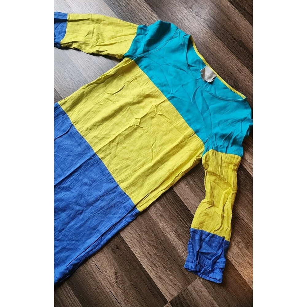 ANTHROPOLOGIE MAEVE 100% RAYON DRESS WOMENS SIZE 2 COLORBLOCK 3/4 SLEEVE - Picture 2 of 10